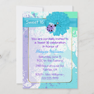 Colourful Fun Sweet 16 Birthday Party Invitation