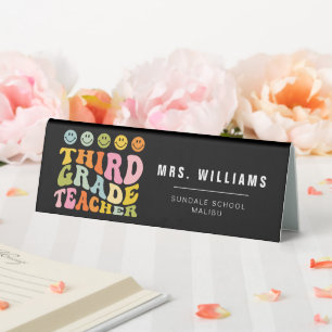 Colourful Fun Third Grade Teacher Custom Name 