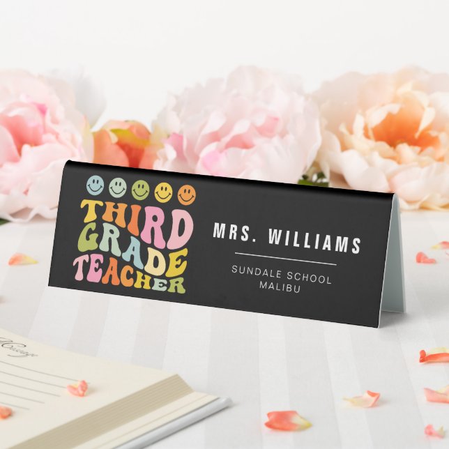 Colourful Fun Third Grade Teacher Custom Name  (In SItu (Wedding))