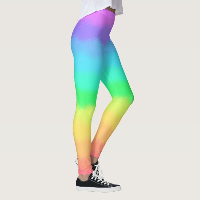 Colourful Fun Tie Dye Rainbow Yoga  Leggings (Right)