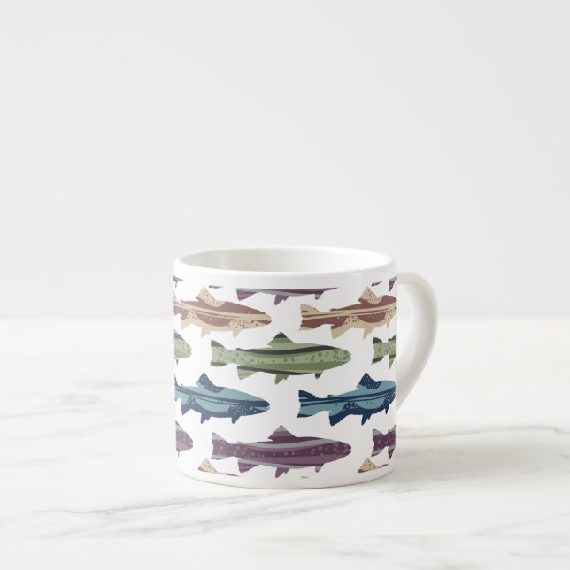 Colourful Fun Trout Fish Pattern Espresso Cup (Front Right)