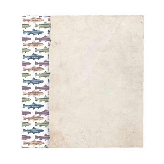 Colourful Fun Trout Fish Pattern Notepad (Front)