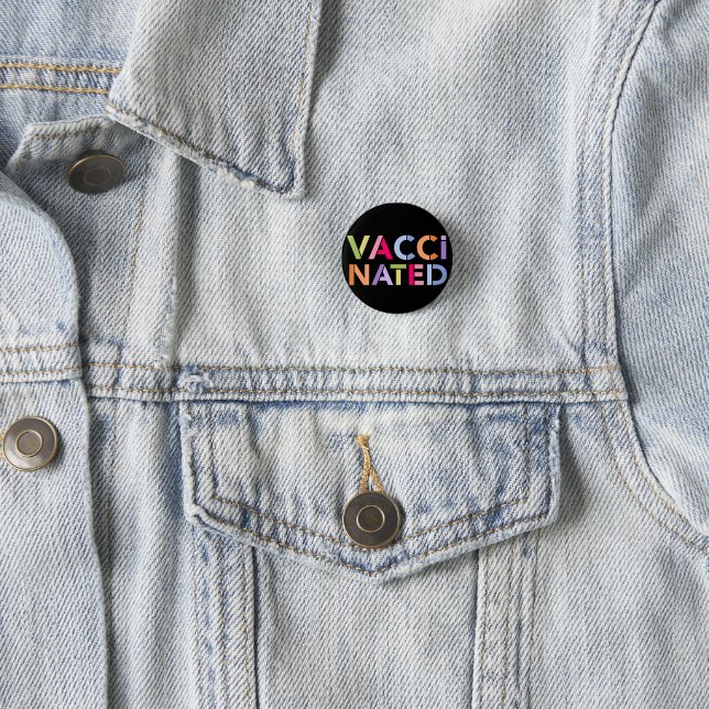Colourful Fun Vaccinated Badge Button (In Situ)