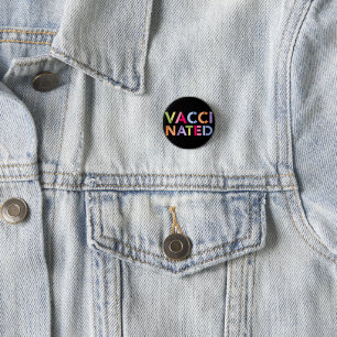 Colourful Fun Vaccinated Badge Button