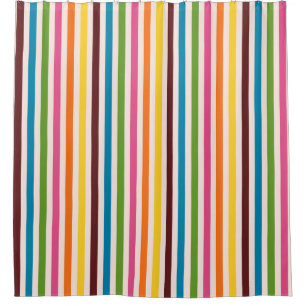 Colourful Fun Vertical Stripes Shower Curtain