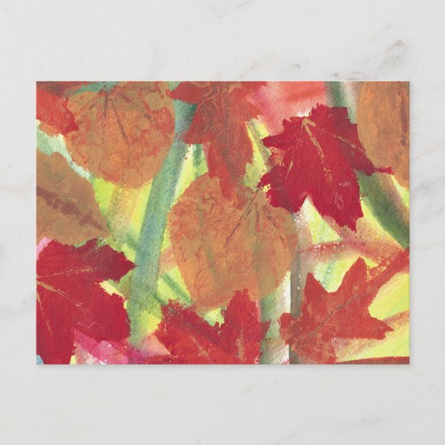 Colourful Fun with Fall Autumn Leaves Postcards (Front)