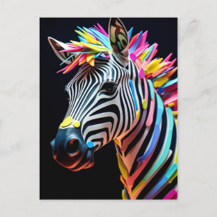 Colourful Fun Zebra Postcard