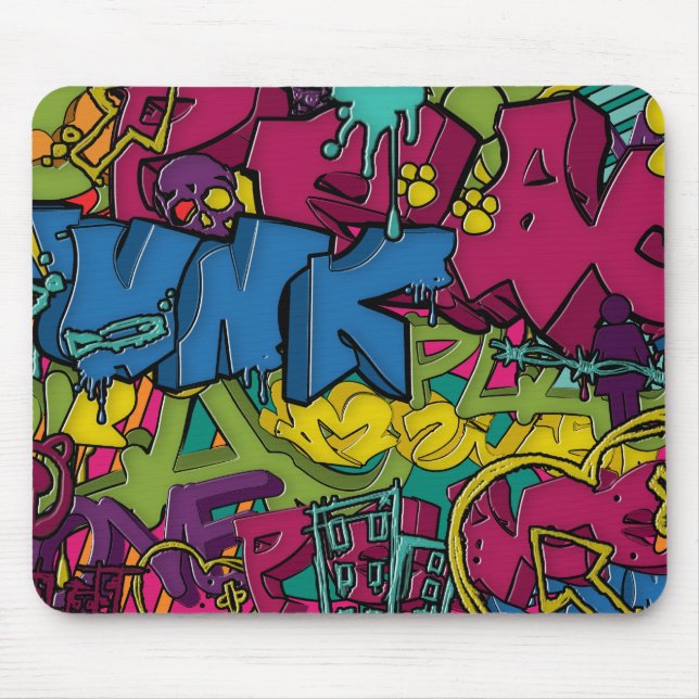 Colourful, funky and Urban Graffiti art Mouse Mat (Front)
