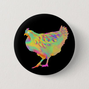 Colourful Funky Chicken Funny Farm Hen Poultry Art 6 Cm Round Badge