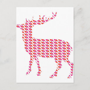 Colourful funky deer postcard