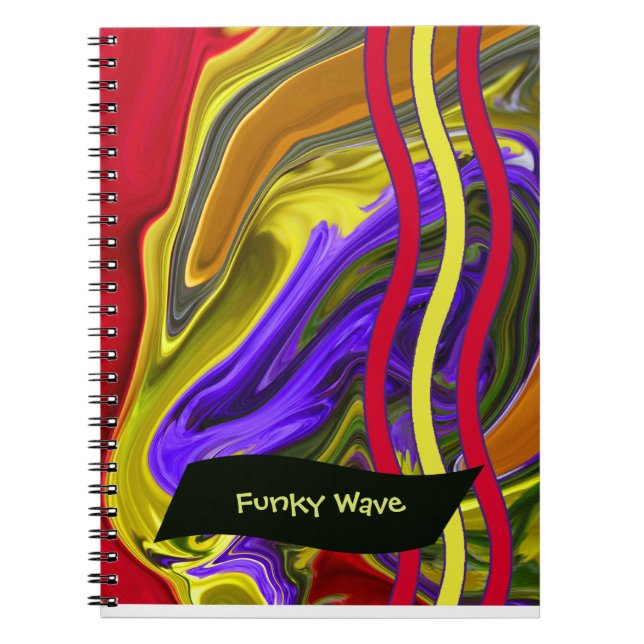 Colourful Funky Liquid Glass Wave Notebook (Front)