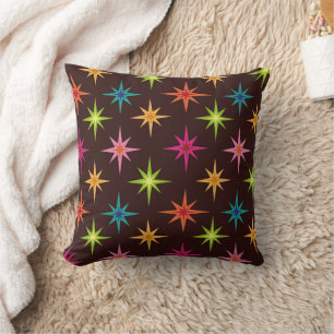 Colourful Funky Mid Century Atomic Starbursts Cushion