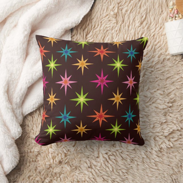Colourful Funky Mid Century Atomic Starbursts   Cushion (Blanket)