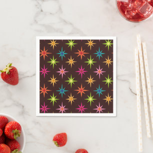 Colourful Funky Mid Century Atomic Starbursts Napkin