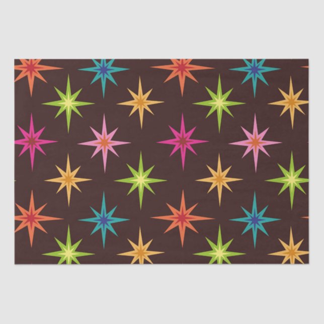 Colourful Funky Mid Century Atomic Starbursts   Tissue Paper (Front)