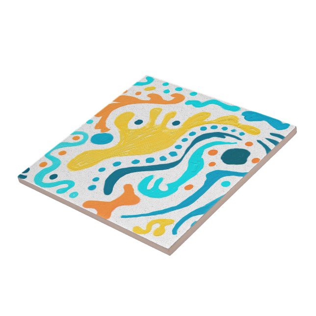 Colourful Funky Modern Abstract Tile (Side)