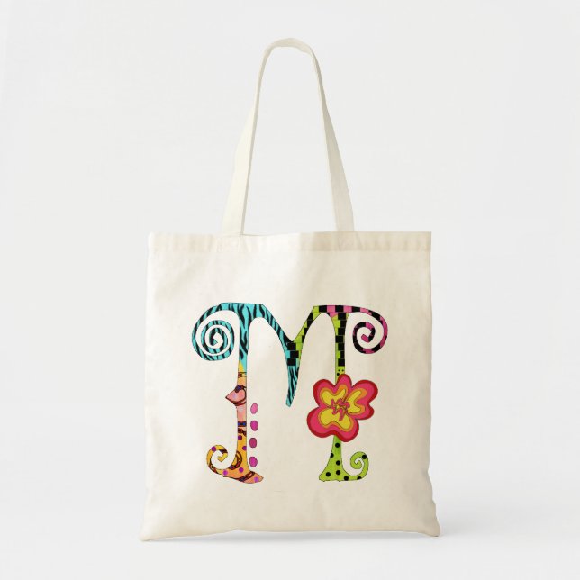 Colourful Funky Monogram M Tote Bag (Front)