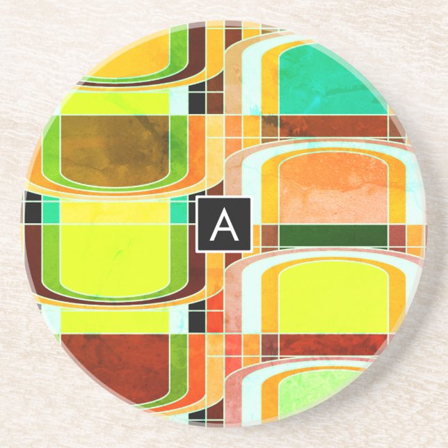 Colourful Funky Retro Inspired Coaster (Front)