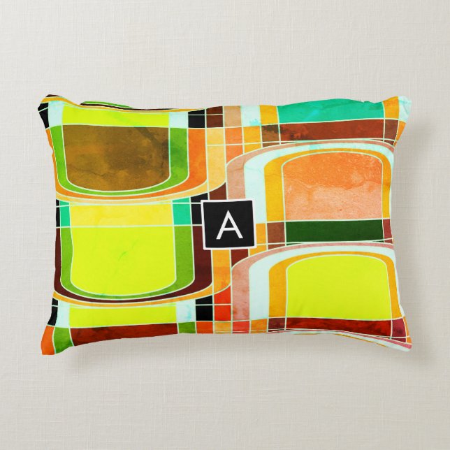 Colourful Funky Retro Inspired Decorative Cushion (Front)