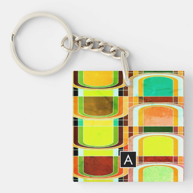Colourful Funky Retro Inspired Key Ring (Front)