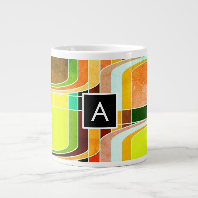 Colourful Funky Retro Inspired Large Coffee Mug (Front)