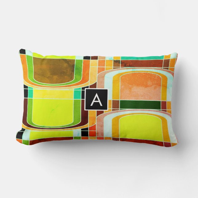Colourful Funky Retro Inspired Lumbar Cushion (Front)