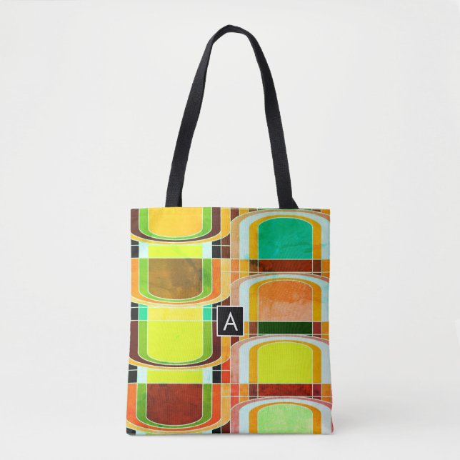 Colourful Funky Retro Inspired Tote Bag (Front)