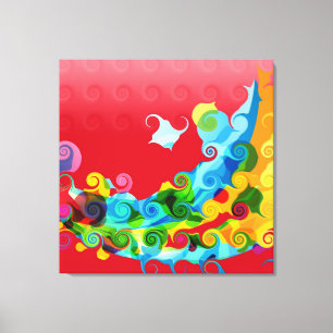 Colourful Funky Retro Swirl Painting Abstract Art Canvas Print
