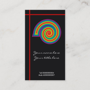 Colourful funky spiral and red crossed lines business card