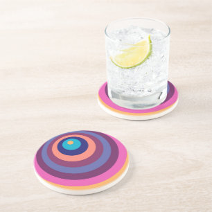 Colourful Funky Stripes Modern Geometric Pattern Coaster