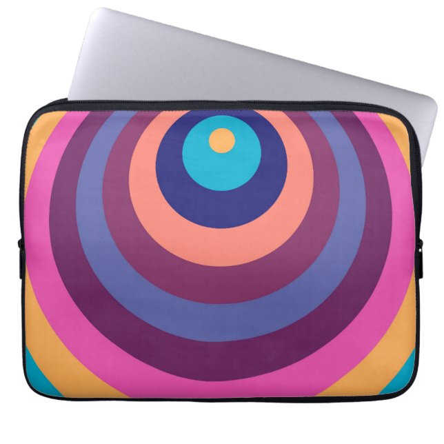 Colourful Funky Stripes Modern Geometric Pattern Laptop Sleeve (Front)