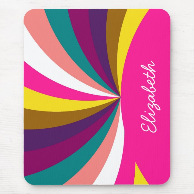 Colourful Funky Stripes Pattern Mouse Mat (Front)