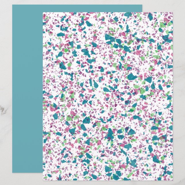 Colourful Funky Terrazzo Art Scrapbook Paper (Front/Back)