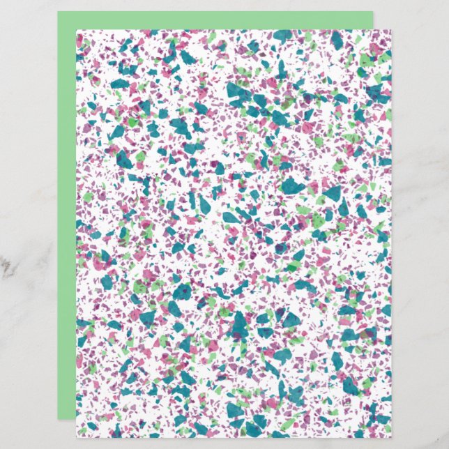 Colourful Funky Terrazzo Art Scrapbook Paper (Front/Back)