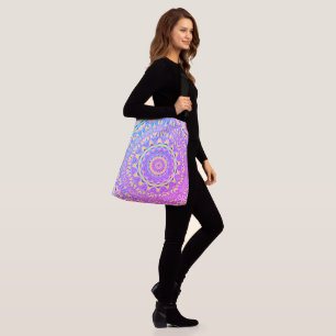 Colourful Funky Trippy Vibrant Jewel Tone Mandala Crossbody Bag