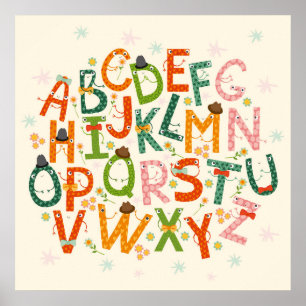 Colourful funny alphabet letters poster