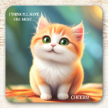 Colourful Funny Cat Coaster<br><div class="desc">Funny coaster featuring a colourful image of a kitty,  contemplating another drink (or two ... )</div>