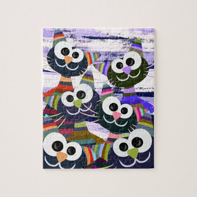 Colourful funny cats jigsaw puzzle (Vertical)