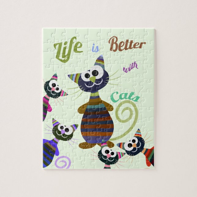 Colourful funny cats jigsaw puzzle (Vertical)