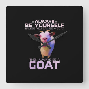 Colourful Funny Goat Gift Square Wall Clock