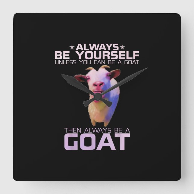 Colourful Funny Goat Gift Square Wall Clock (Front)