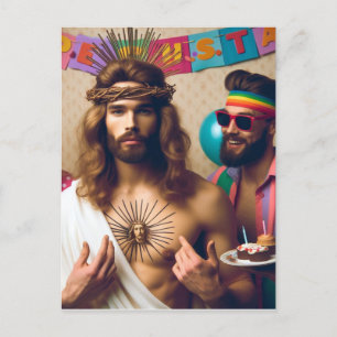 Colourful Funny Happy Birthday Jesus Postcard