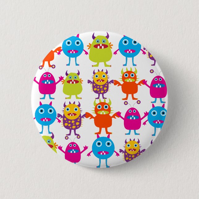Colourful Funny Monster Party Creatures Bash 6 Cm Round Badge (Front)