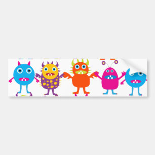 Colourful Funny Monster Party Creatures Bash Bumper Sticker