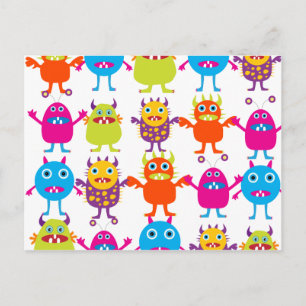 Colourful Funny Monster Party Creatures Bash Postcard