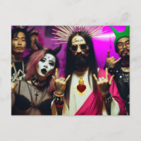 Colourful Funny Retro Punk Rock Party Jesus
