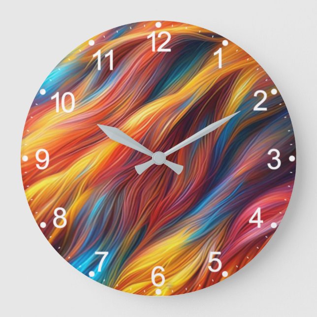 Colourful Fur Texture Background-68454 Large Clock (Front)