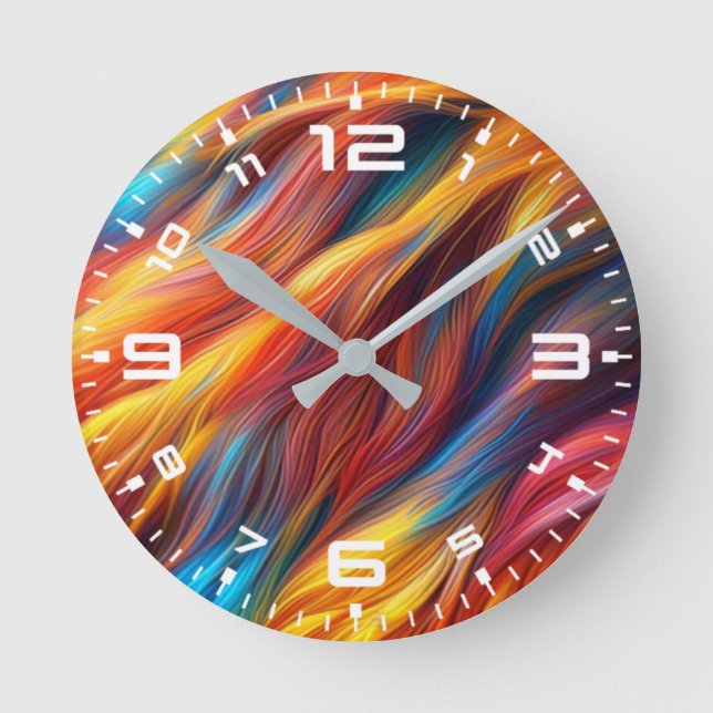 Colourful Fur Texture Background-68454 Round Clock (Front)