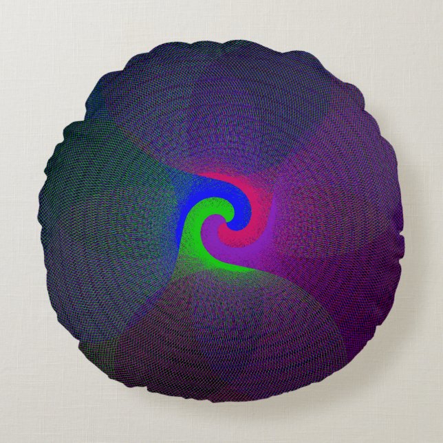 Colourful Fused Centre Geometric Round Pillow (Front)