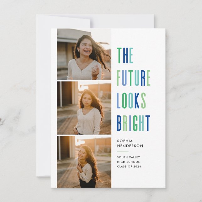 Colourful Future Looks Bright Grad Announcement (Front)